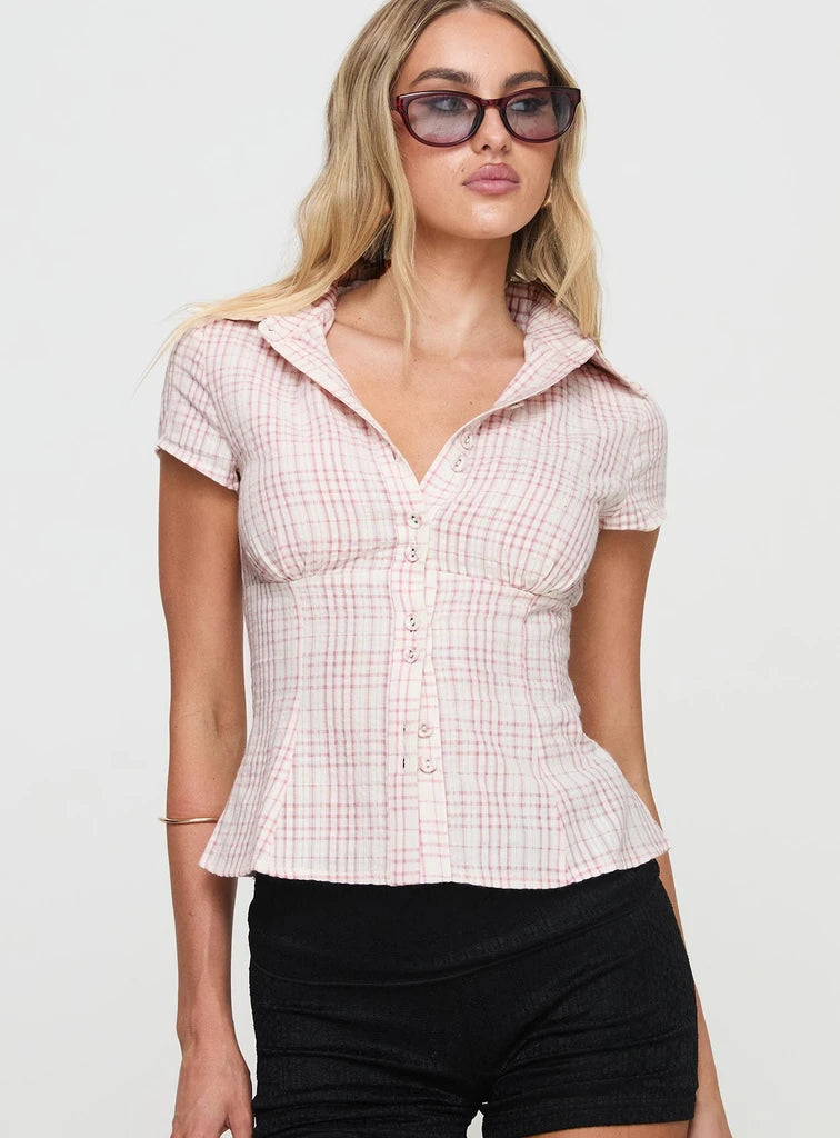 Gingham Ruffle Top