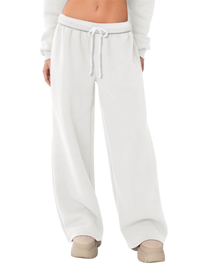 HeSaYep Women's Fleece Lined Sweatpants Wide Leg Thermal Winter Warm Baggy Sweat Pants with Pockets