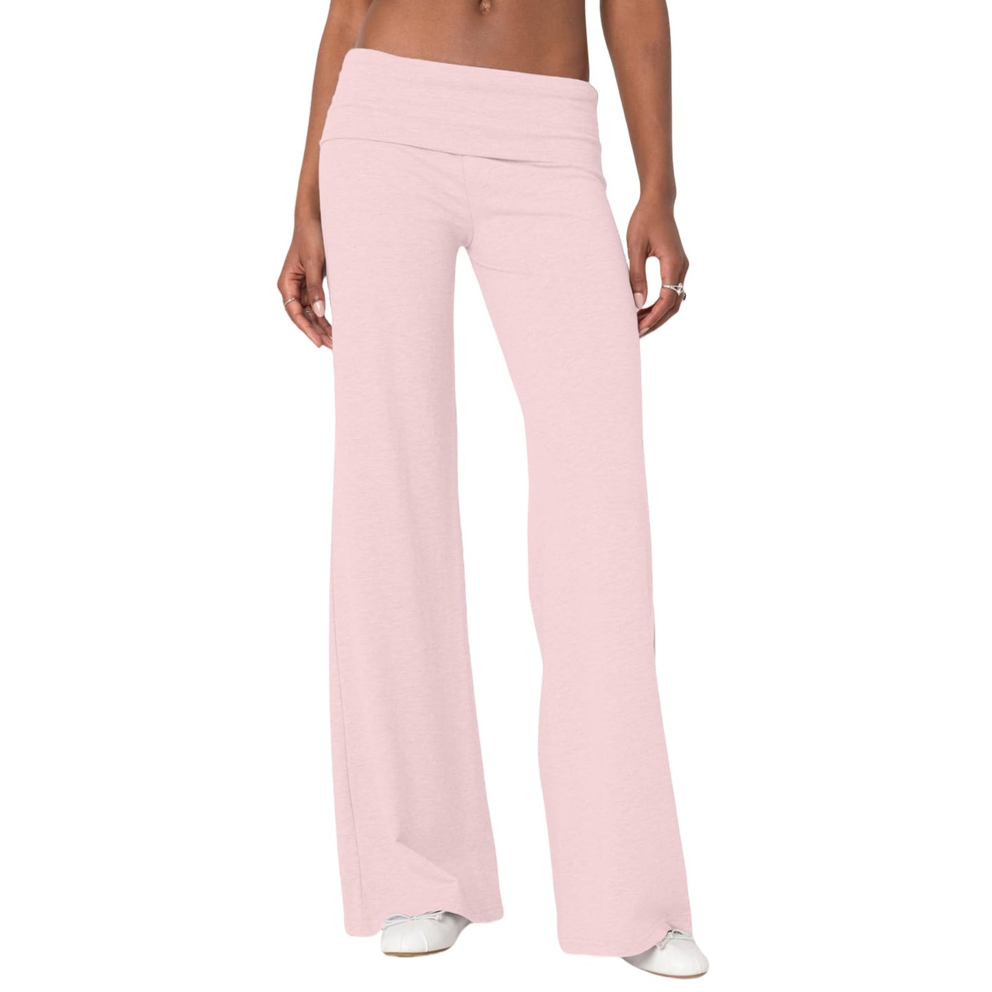 Wide Leg Sweatpants for Women Fold Over Low Rise Flare Yoga Lounge Pants Back to School Clothes for Teen Girls