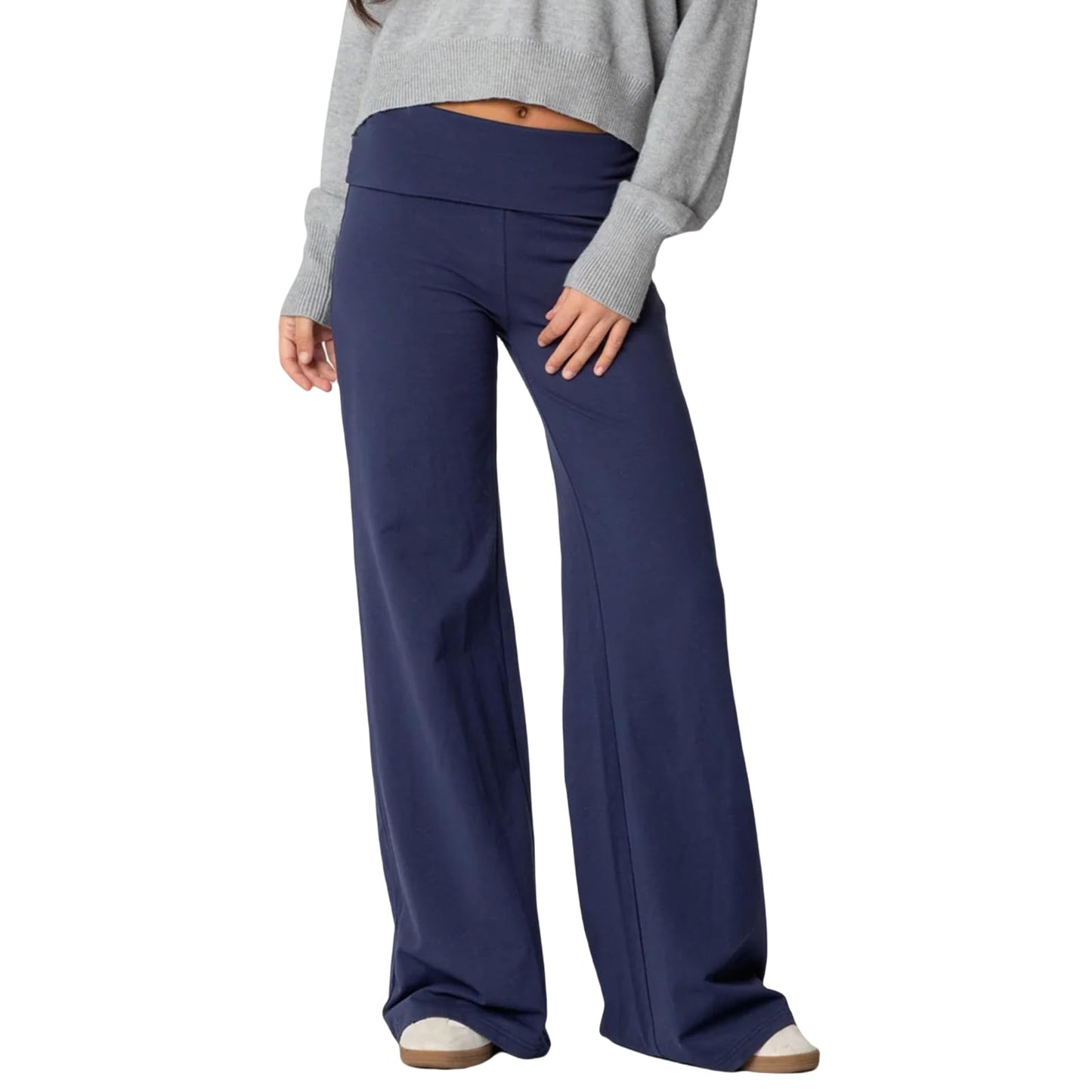 Wide Leg Sweatpants for Women Fold Over Low Rise Flare Yoga Lounge Pants Back to School Clothes for Teen Girls