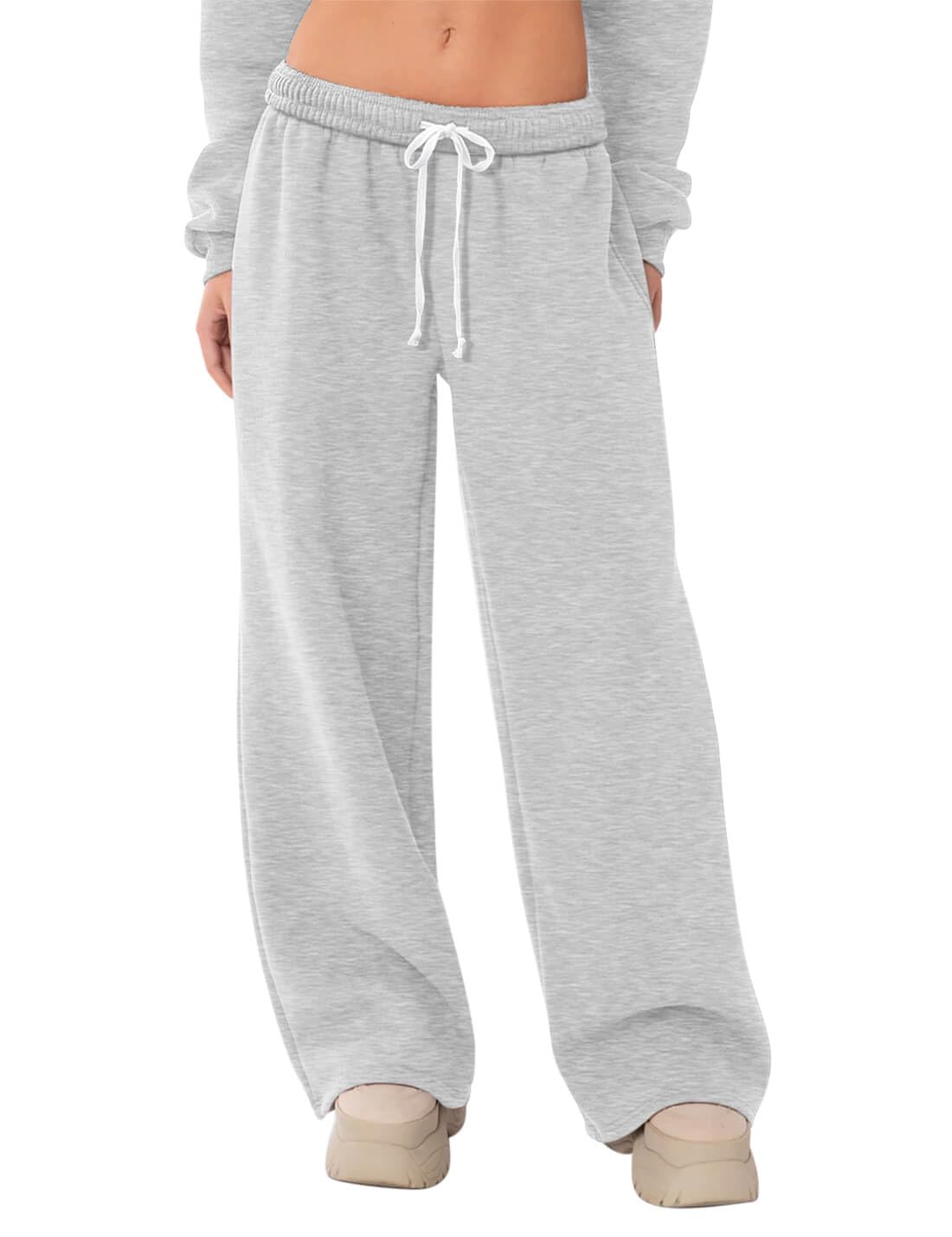 HeSaYep Women's Fleece Lined Sweatpants Wide Leg Thermal Winter Warm Baggy Sweat Pants with Pockets