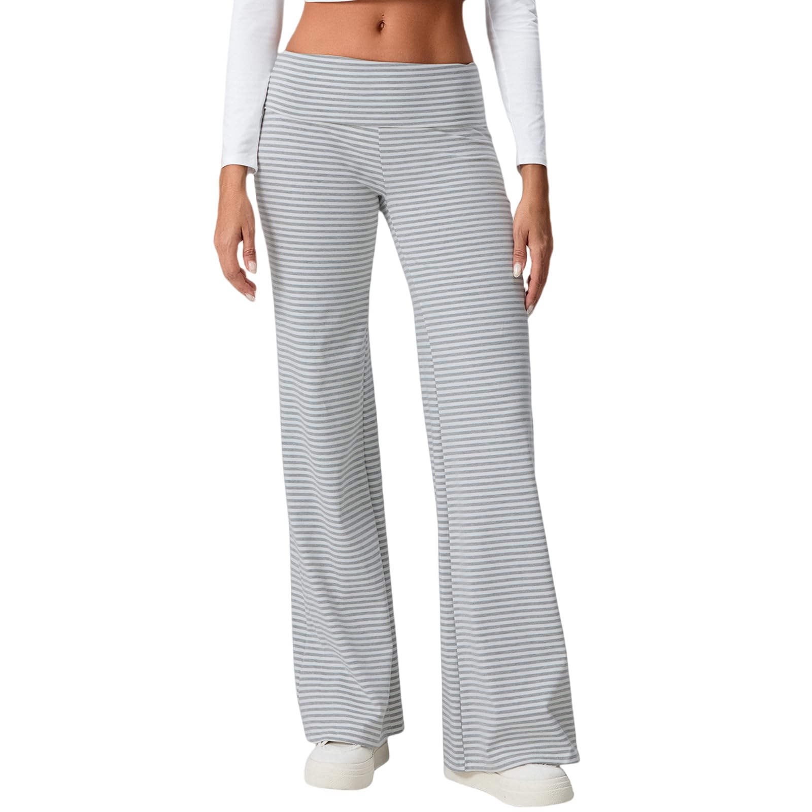 Wide Leg Sweatpants for Women Fold Over Low Rise Flare Yoga Lounge Pants Back to School Clothes for Teen Girls