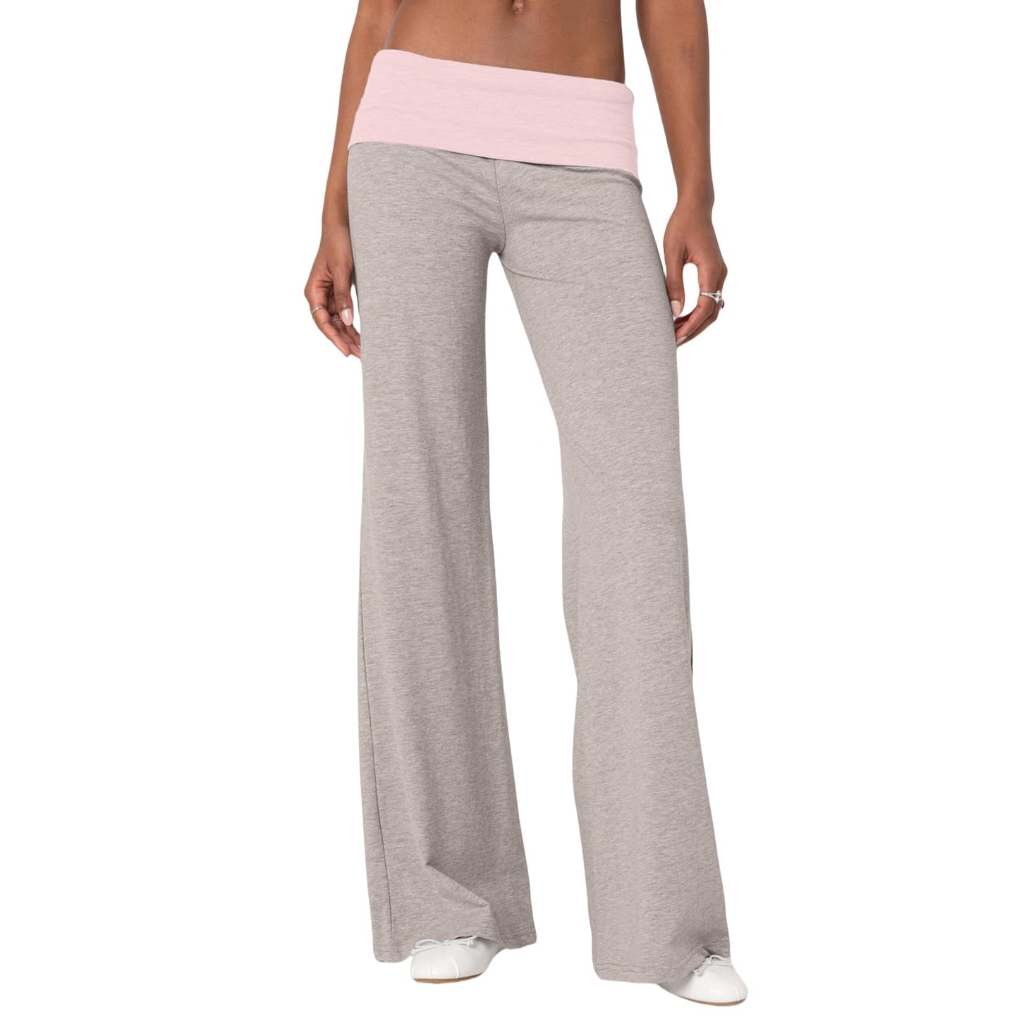 Wide Leg Sweatpants for Women Fold Over Low Rise Flare Yoga Lounge Pants Back to School Clothes for Teen Girls