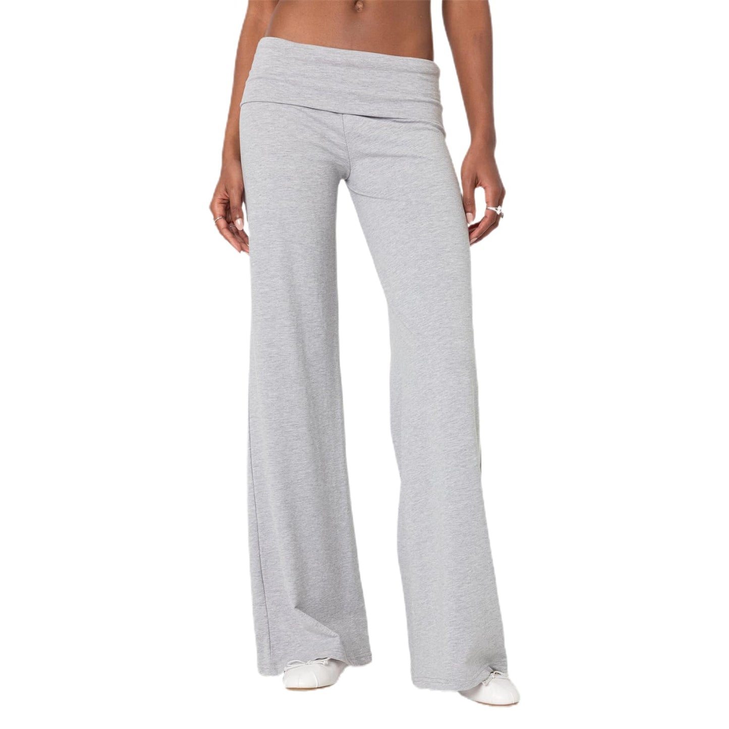 Wide Leg Sweatpants for Women Fold Over Low Rise Flare Yoga Lounge Pants Back to School Clothes for Teen Girls