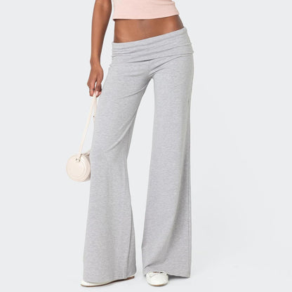 Wide Leg Sweatpants for Women Fold Over Low Rise Flare Yoga Lounge Pants Back to School Clothes for Teen Girls