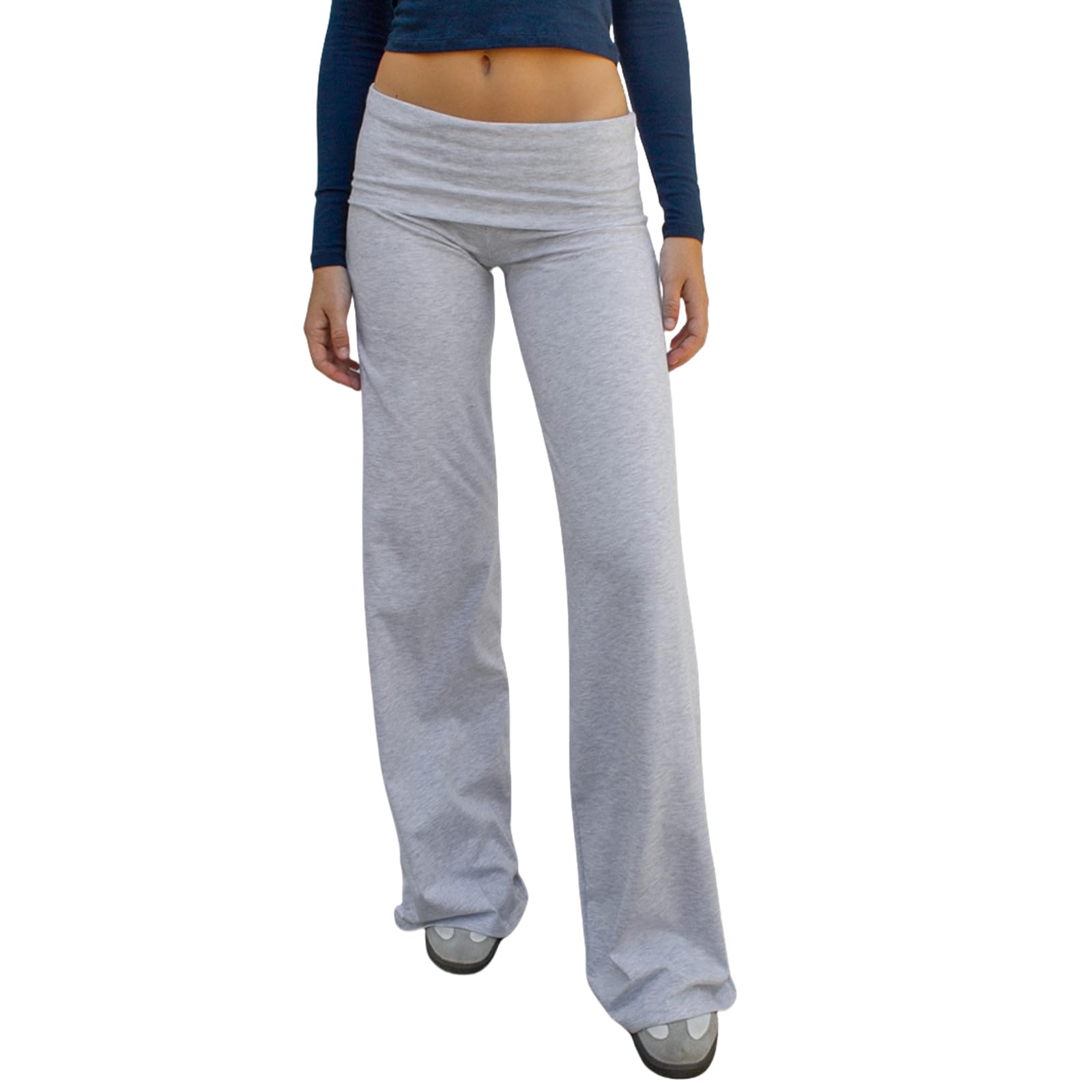 Wide Leg Sweatpants for Women Fold Over Low Rise Flare Yoga Lounge Pants Back to School Clothes for Teen Girls