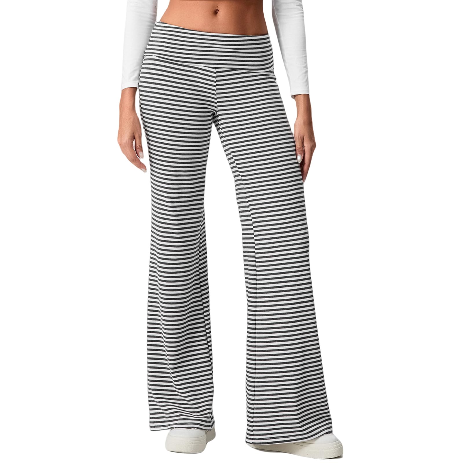 Wide Leg Sweatpants for Women Fold Over Low Rise Flare Yoga Lounge Pants Back to School Clothes for Teen Girls